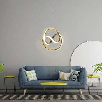 Modern LED Ceiling Pendant Light with Crystal Ball, Spiral Design Chandelier, Dimmable Hanging Lamp for Dining Room, Living Room, Bedroom, Hallway (Gold)