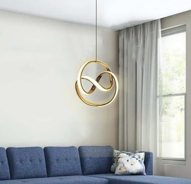 Modern LED Ceiling Pendant Light with Crystal Ball, Spiral Design Chandelier, Dimmable Hanging Lamp for Dining Room, Living Room, Bedroom, Hallway (Gold)