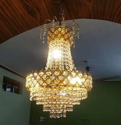 Modern LED Ceiling Pendant Light with Crystal Ball, Spiral Design Chandelier, Dimmable Hanging Lamp for Dining Room, Living Room, Bedroom, Hallway (Gold)