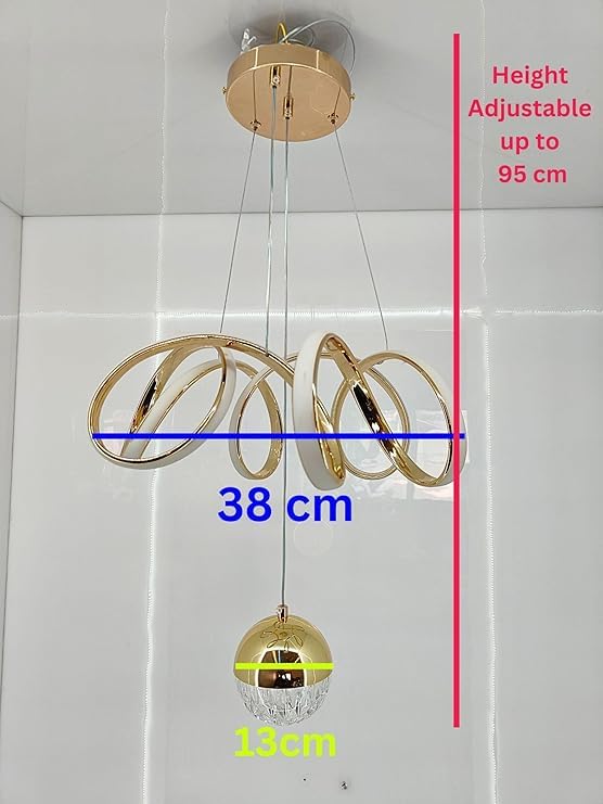Modern LED Ceiling Pendant Light with Crystal Ball, Spiral Design Chandelier, Dimmable Hanging Lamp for Dining Room, Living Room, Bedroom, Hallway (Gold)