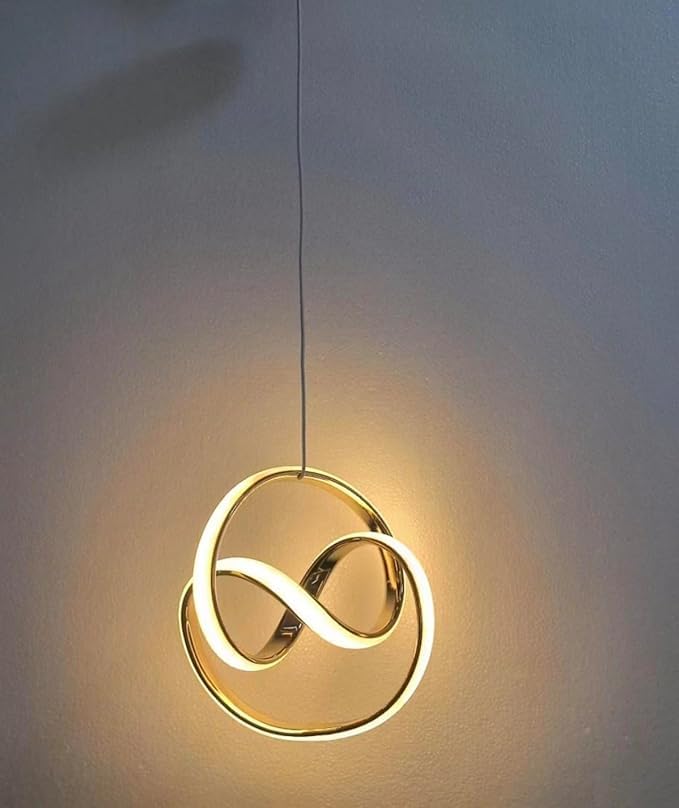 Modern LED Ceiling Pendant Light with Crystal Ball, Spiral Design Chandelier, Dimmable Hanging Lamp for Dining Room, Living Room, Bedroom, Hallway (Gold)