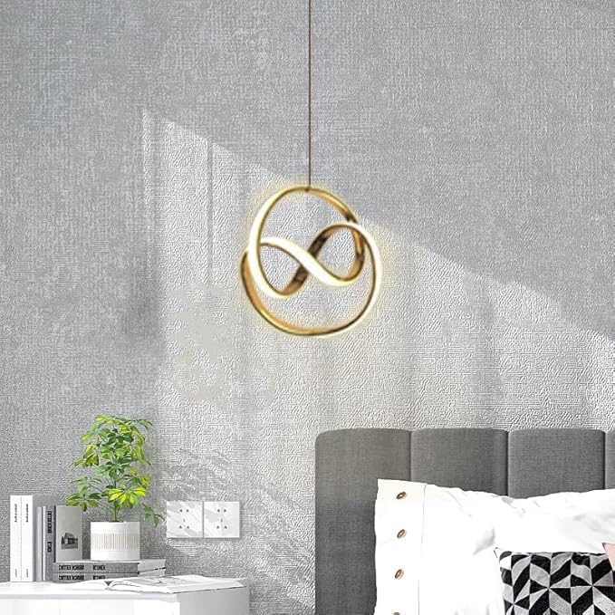 Modern LED Ceiling Pendant Light with Crystal Ball, Spiral Design Chandelier, Dimmable Hanging Lamp for Dining Room, Living Room, Bedroom, Hallway (Gold)