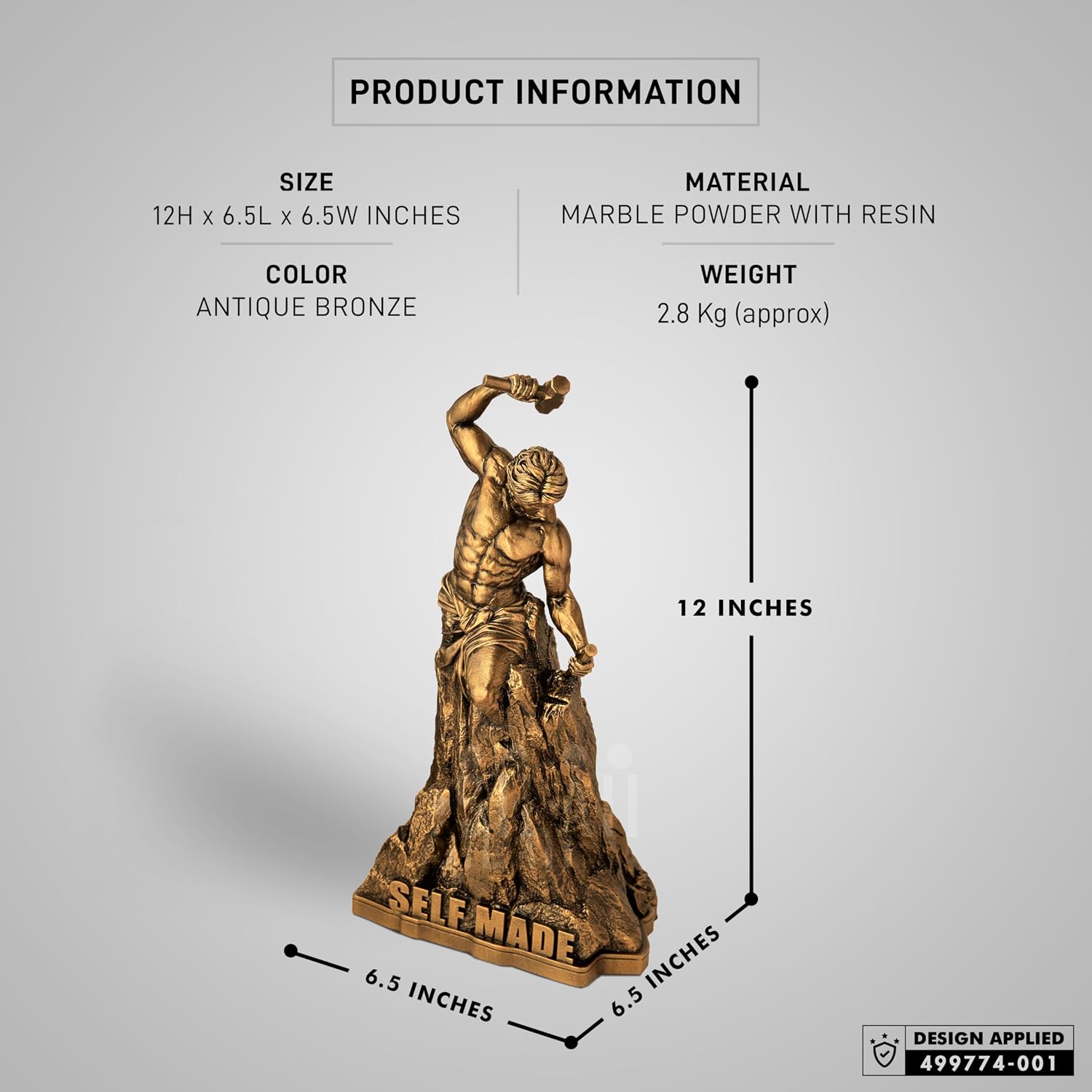 SILAII Self-Made Man Sculpture – Inspirational Man Statue | 12 Inch Height | Antique Bronze Finish | Success & Motivation Decorative Showpiece for Home & Office Desk
