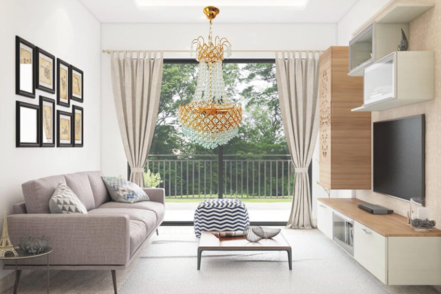 Modern LED Ceiling Pendant Light with Crystal Ball, Spiral Design Chandelier, Dimmable Hanging Lamp for Dining Room, Living Room, Bedroom, Hallway (Gold)