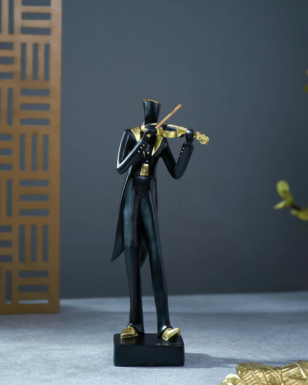 Street27® Modern Jazz Musician Figurines for Home Decor | Black & Gold Resin Sculptures with Cello, Saxophone & Violin | Handcrafted Music Band Showpiece for Living Room, Office & Housewarming Gift