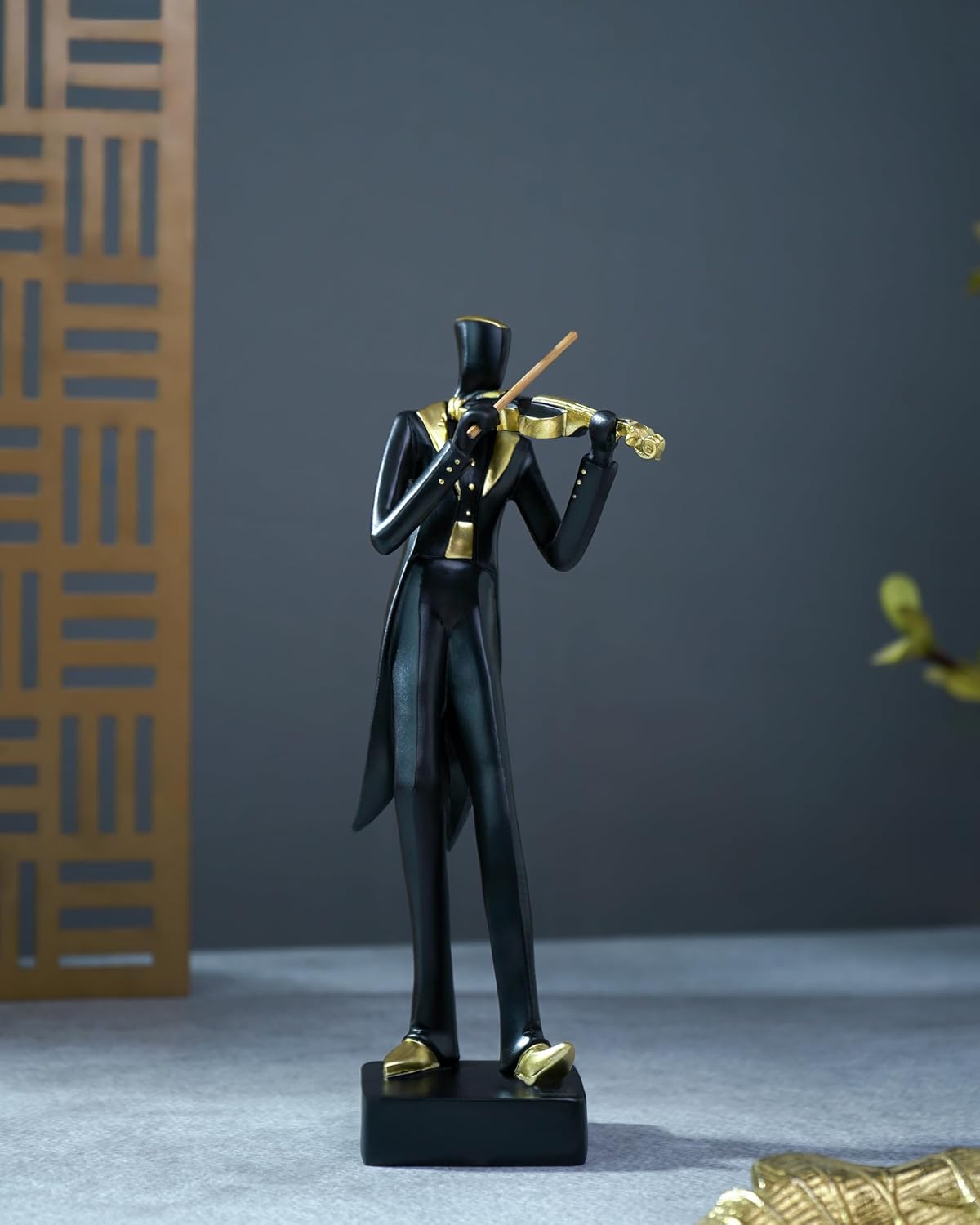Street27® Modern Jazz Musician Figurines for Home Decor | Black & Gold Resin Sculptures with Cello, Saxophone & Violin | Handcrafted Music Band Showpiece for Living Room, Office & Housewarming Gift
