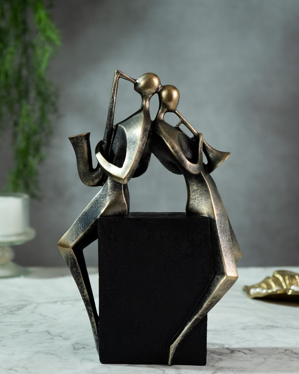 Street27® Modern Jazz Musician Figurines for Home Decor | Black & Gold Resin Sculptures with Cello, Saxophone & Violin | Handcrafted Music Band Showpiece for Living Room, Office & Housewarming Gift