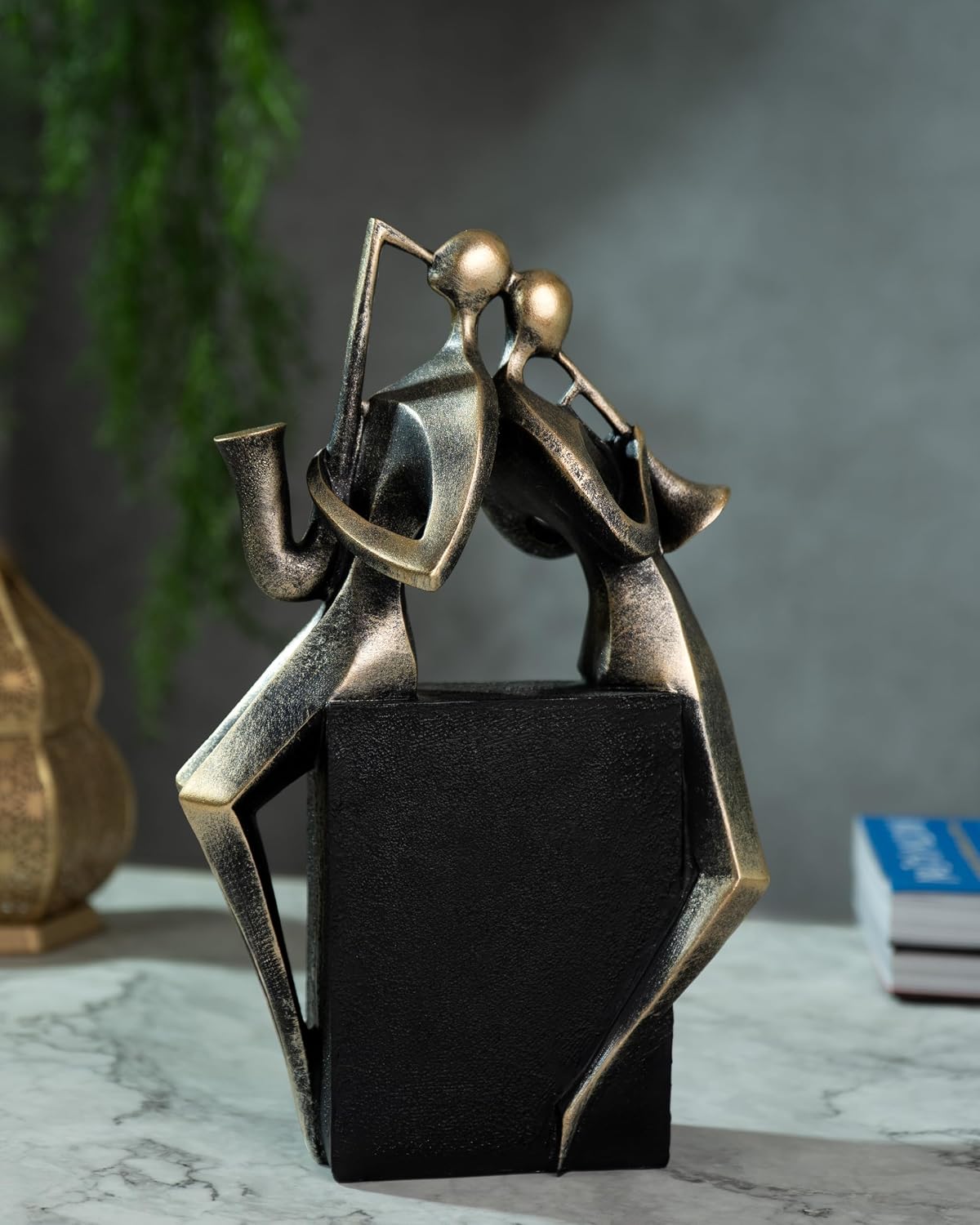 Street27® Modern Jazz Musician Figurines for Home Decor | Black & Gold Resin Sculptures with Cello, Saxophone & Violin | Handcrafted Music Band Showpiece for Living Room, Office & Housewarming Gift
