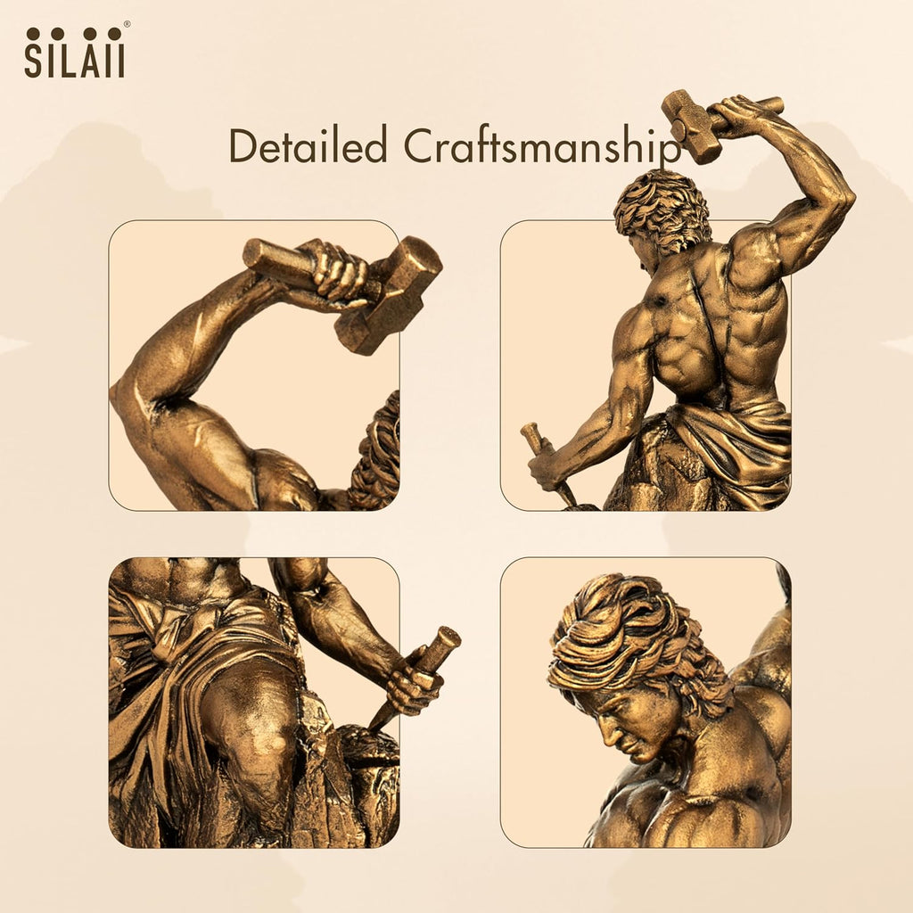 SILAII Self-Made Man Sculpture – Inspirational Man Statue | 12 Inch Height | Antique Bronze Finish | Success & Motivation Decorative Showpiece for Home & Office Desk
