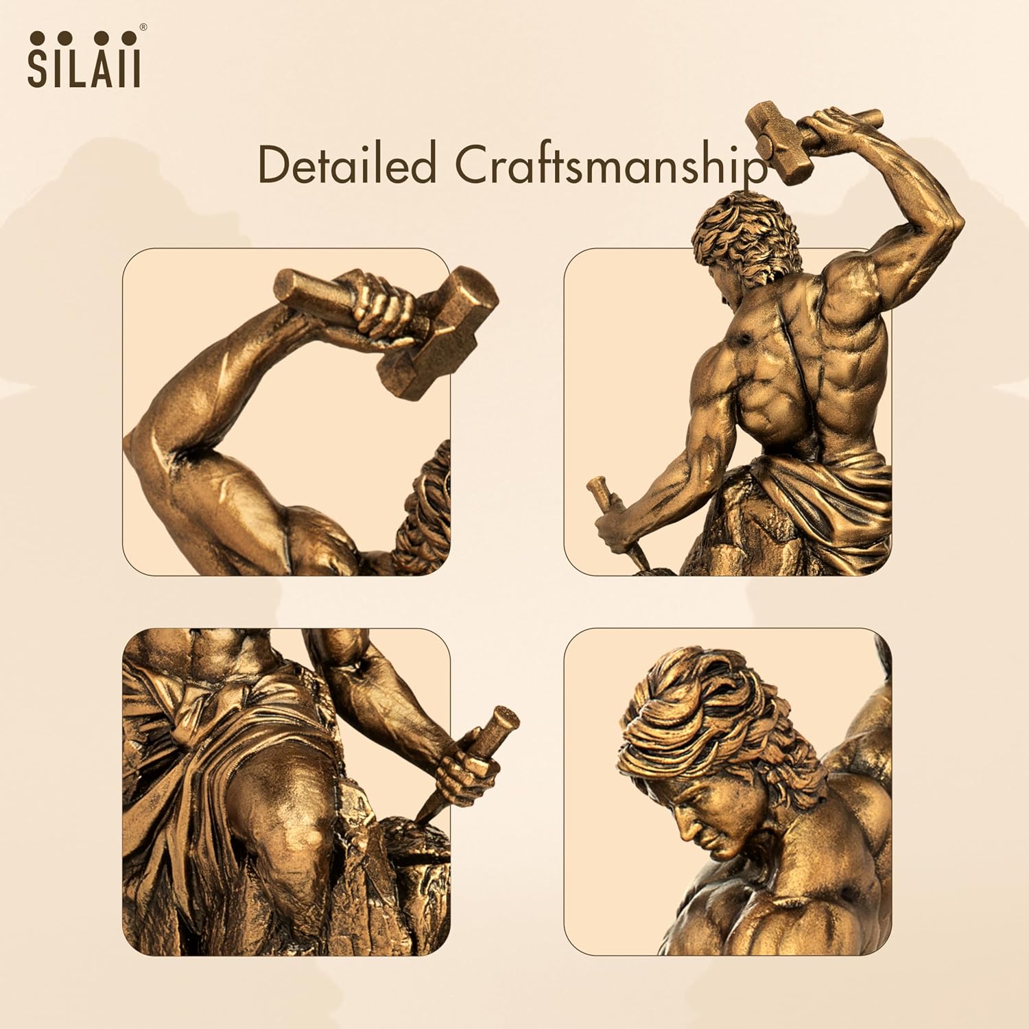 SILAII Self-Made Man Sculpture – Inspirational Man Statue | 12 Inch Height | Antique Bronze Finish | Success & Motivation Decorative Showpiece for Home & Office Desk