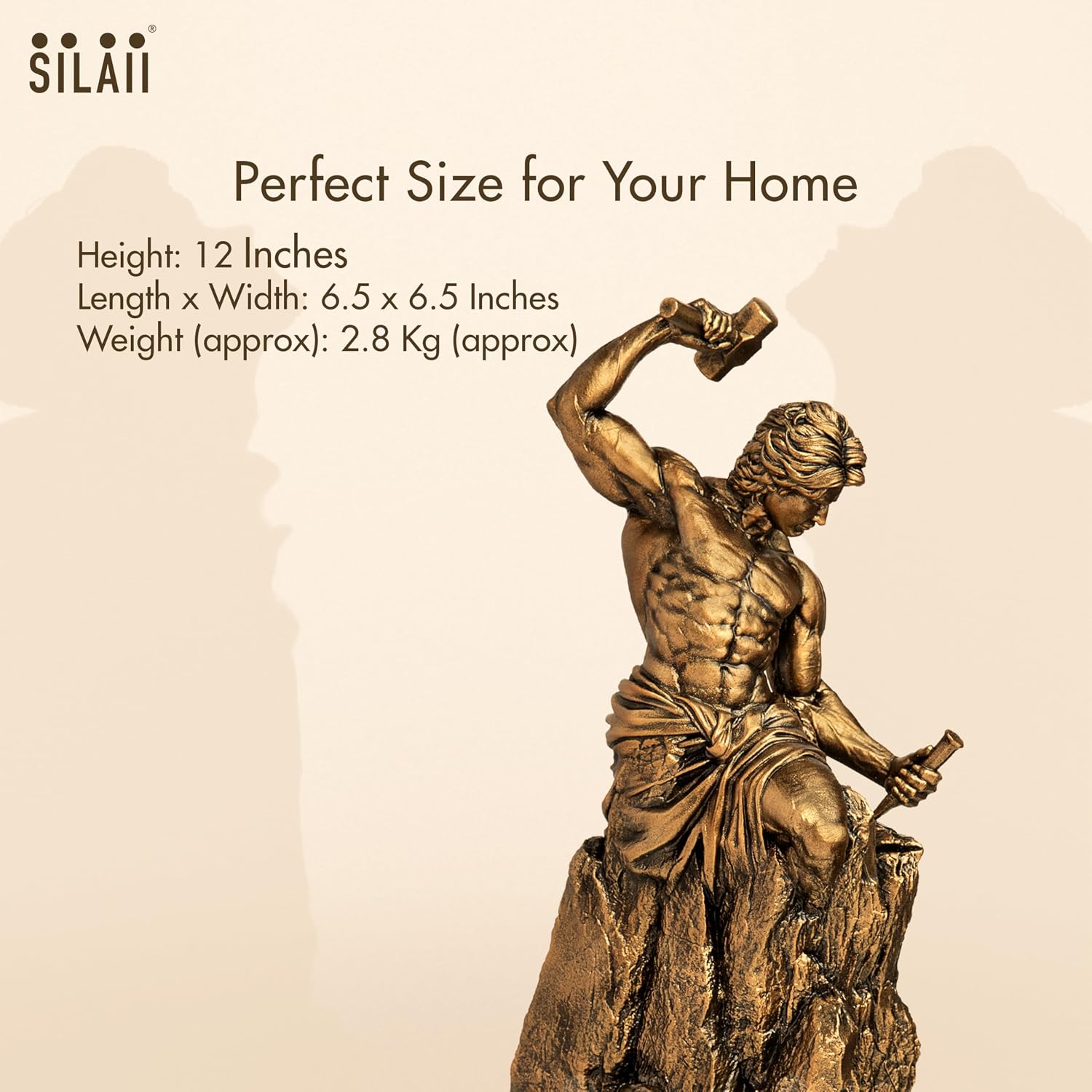 SILAII Self-Made Man Sculpture – Inspirational Man Statue | 12 Inch Height | Antique Bronze Finish | Success & Motivation Decorative Showpiece for Home & Office Desk