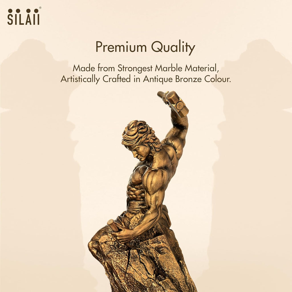 SILAII Self-Made Man Sculpture – Inspirational Man Statue | 12 Inch Height | Antique Bronze Finish | Success & Motivation Decorative Showpiece for Home & Office Desk