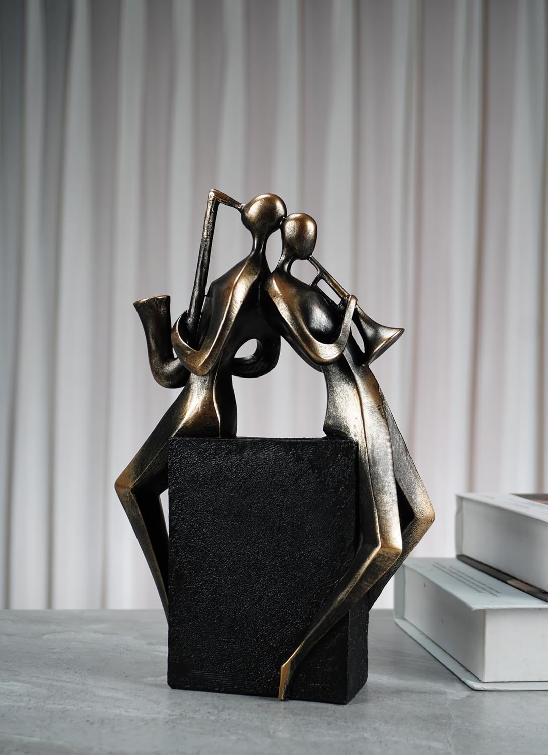 Street27® Modern Jazz Musician Figurines for Home Decor | Black & Gold Resin Sculptures with Cello, Saxophone & Violin | Handcrafted Music Band Showpiece for Living Room, Office & Housewarming Gift