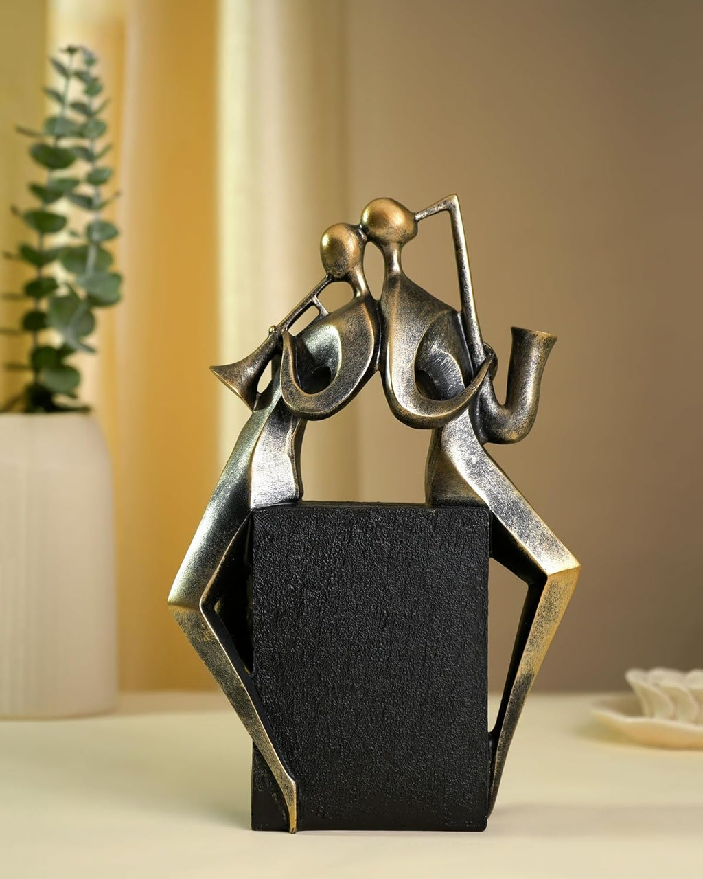 Street27® Modern Jazz Musician Figurines for Home Decor | Black & Gold Resin Sculptures with Cello, Saxophone & Violin | Handcrafted Music Band Showpiece for Living Room, Office & Housewarming Gift