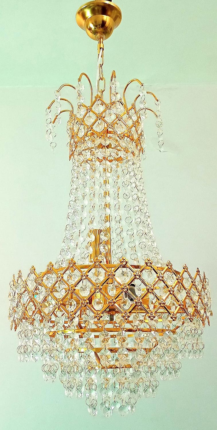 Modern LED Ceiling Pendant Light with Crystal Ball, Spiral Design Chandelier, Dimmable Hanging Lamp for Dining Room, Living Room, Bedroom, Hallway (Gold)