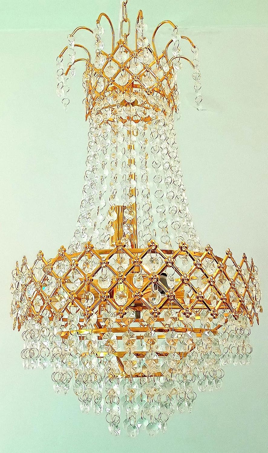 Modern LED Ceiling Pendant Light with Crystal Ball, Spiral Design Chandelier, Dimmable Hanging Lamp for Dining Room, Living Room, Bedroom, Hallway (Gold)