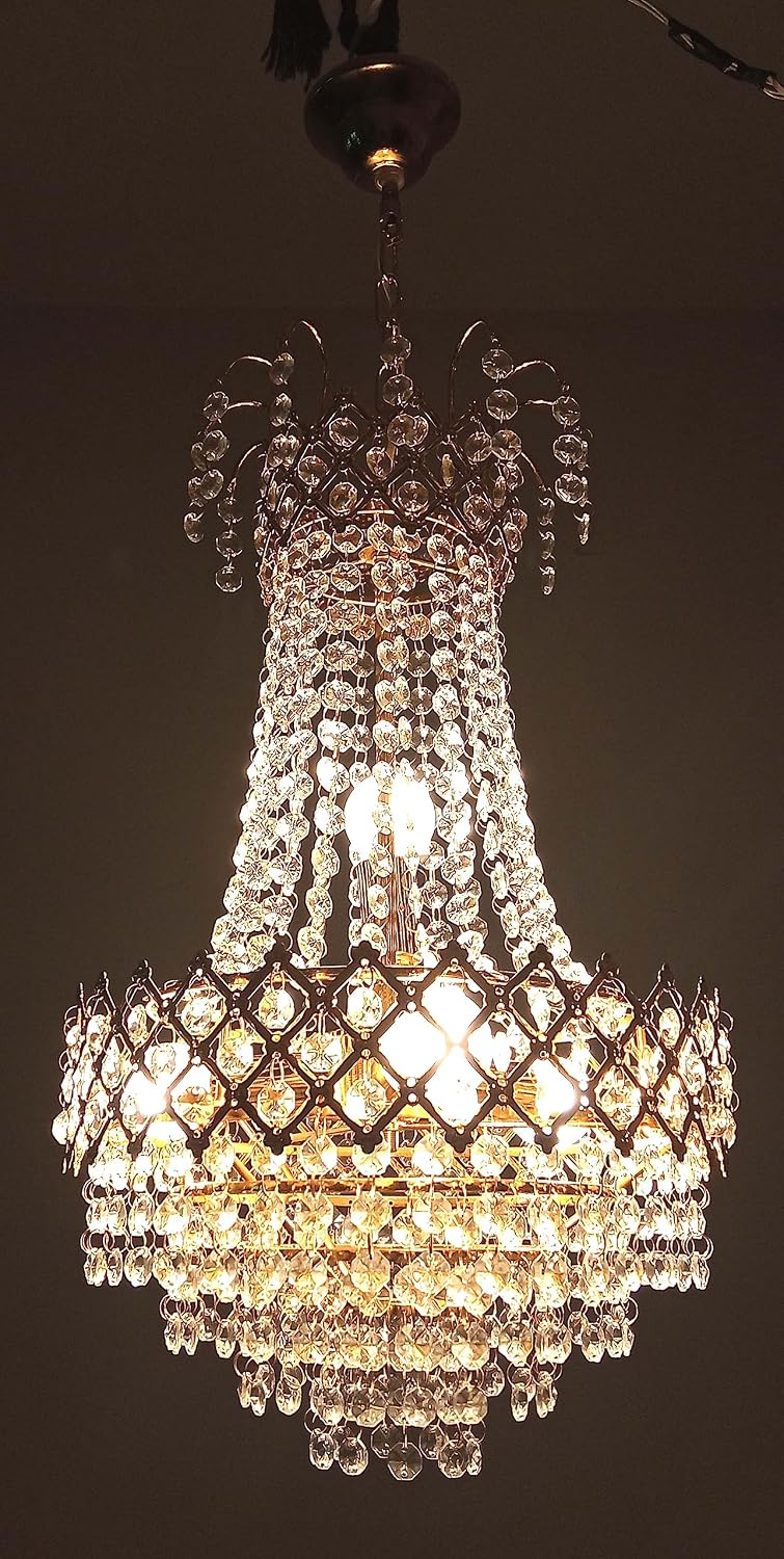 Modern LED Ceiling Pendant Light with Crystal Ball, Spiral Design Chandelier, Dimmable Hanging Lamp for Dining Room, Living Room, Bedroom, Hallway (Gold)